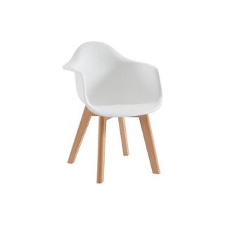 Vente-unique Lot de 2 chaises enfant avec accoudoirs en polypropylène et hêtre - Blanc - POUPINETTE  