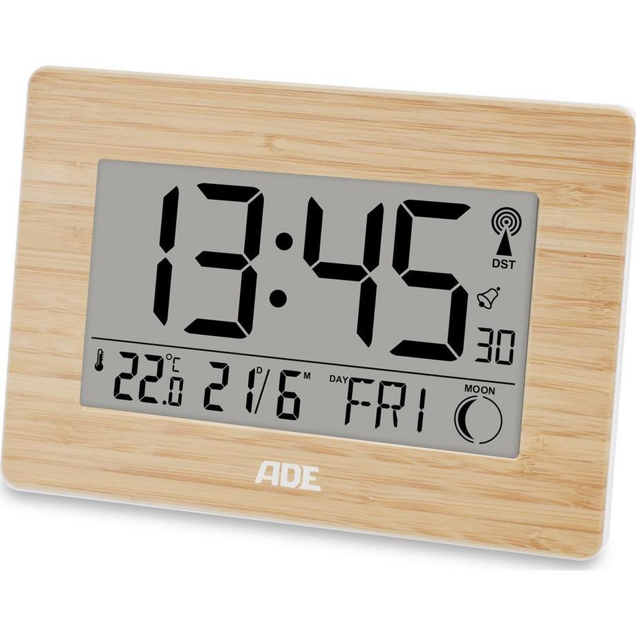 Horloge numérique DCF en bambou avec chiffres