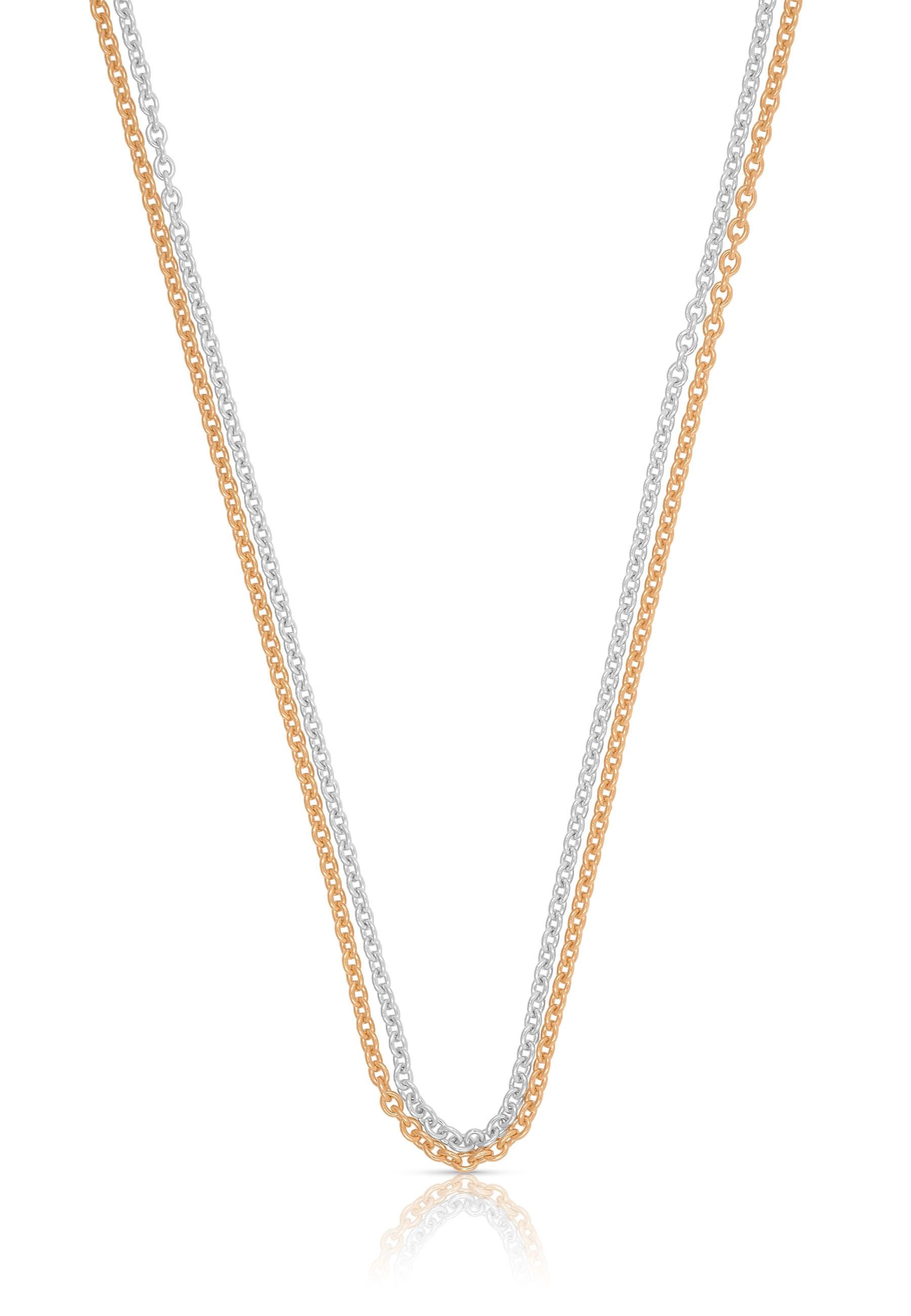 MUAU Schmuck  Collier Rundanker Bicolor Weiss-/Rotgold 750, 1.5mm, 45cm 