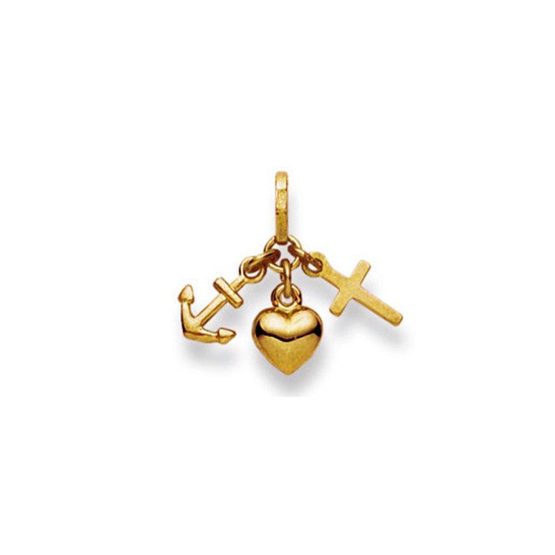 MUAU Schmuck  Pendentif Foi-Amour-Espérance or jaune 750, 16x23mm 