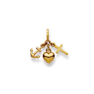 MUAU Schmuck  Pendentif Foi-Amour-Espérance or jaune 750, 16x23mm 