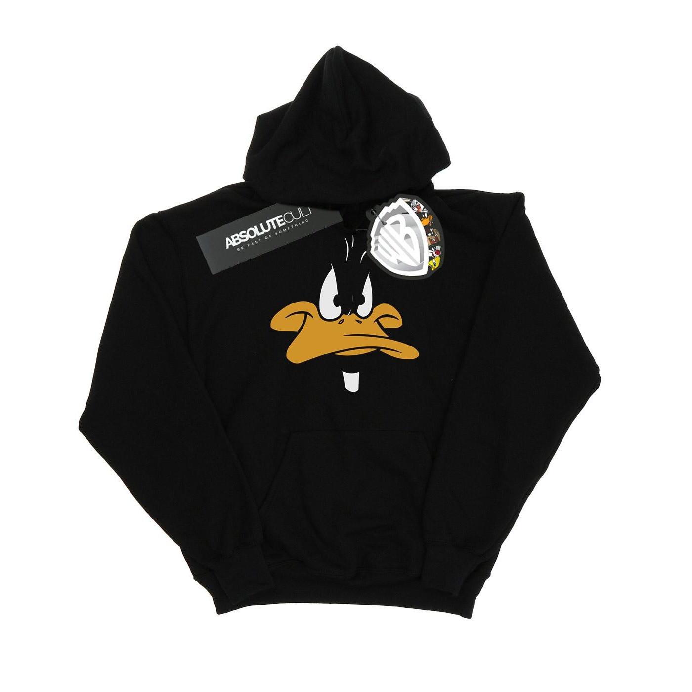 Image of Daffy Duck Big Face Kapuzenpullover Unisex Schwarz 140/146