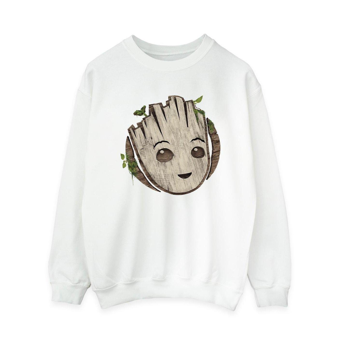 Image of I Am Groot Wooden Head Sweatshirt Damen Weiss S