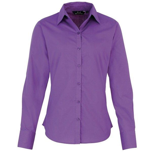 Image of Popeline Bluse Arbeitshemd, Langärmlig Damen Violett 50