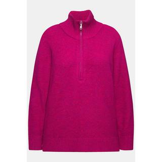 Ulla Popken  Pullover polo con collo alto, zip e maniche lunghe 