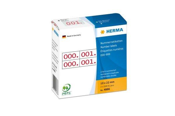 HERMA HERMA Doppel-Nummern 10x22mm 4886 rot, 0-999  