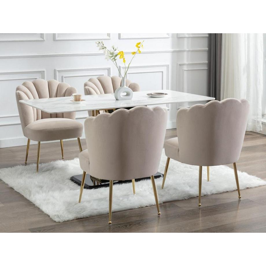 PASCAL MORABITO Sedia in Velluto e Acciaio Dorato Beige - Lotto di 6 - RUTY di Pascal MORABITO  