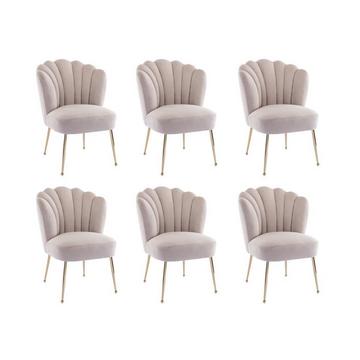 Lot de 6 chaises en velours et acier doré - Beige - RUTY de Pascal MORABITO
