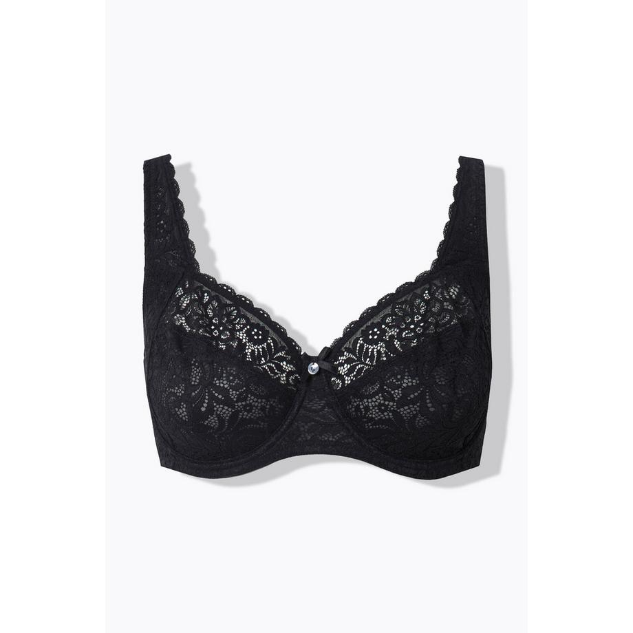 Ulla Popken Soutien-gorge à armatures dentelle florale entièrement en dentelle bonnet C-E  