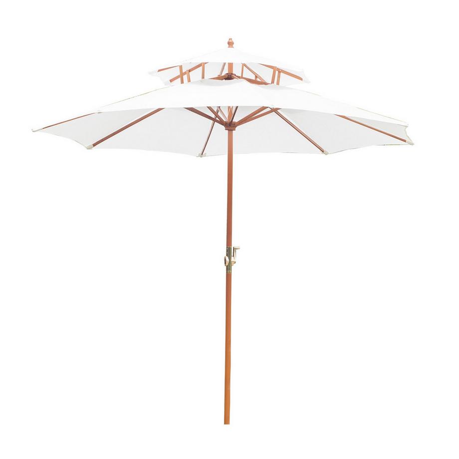 Sonnenschirm Holz Sonnenschirm, Gartenschirm Mit Doppeldach, Balkonschirm, Creme