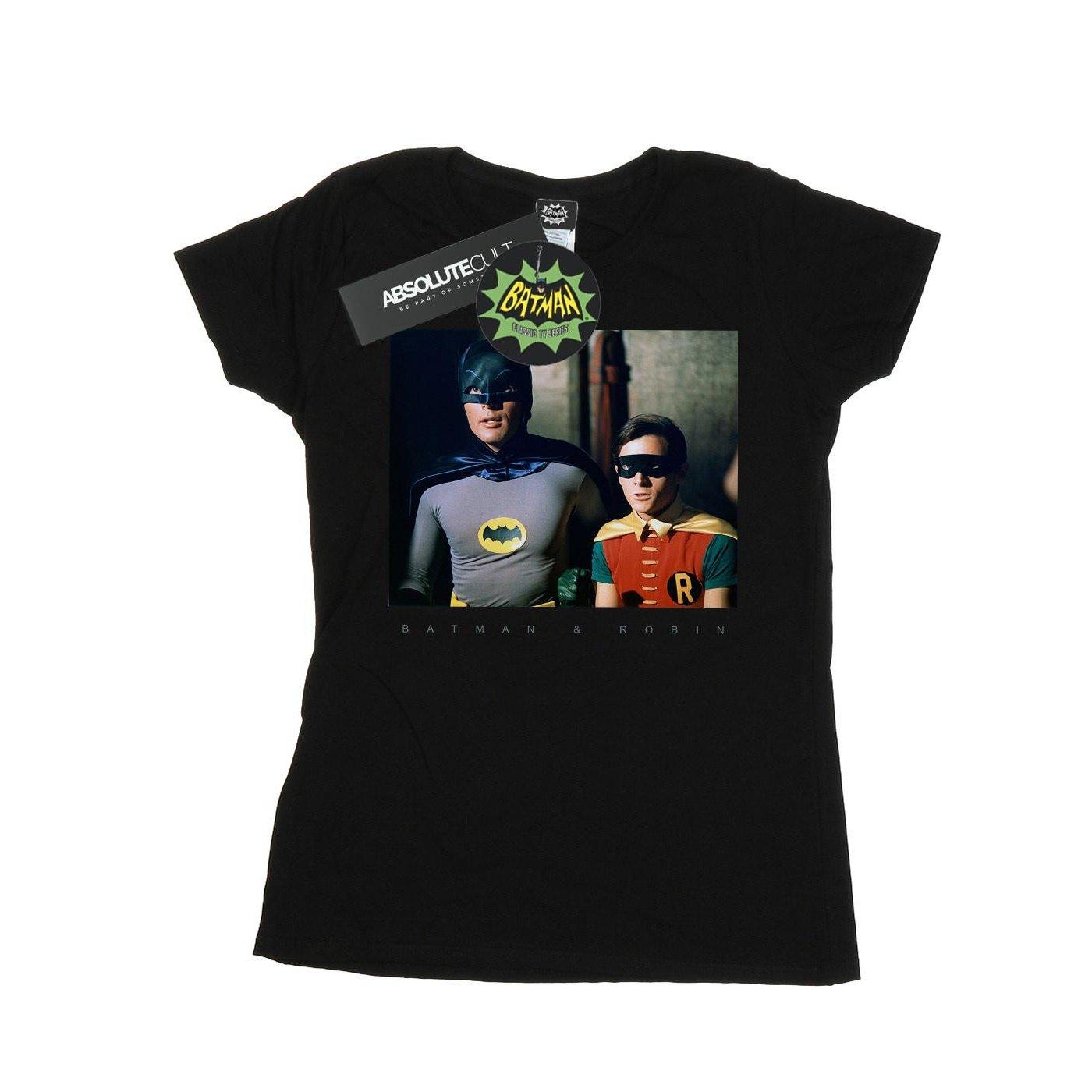 Image of Batman Tv Series Dynamic Duo Photograph Tshirt Damen Schwarz S