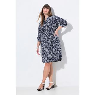 Ulla Popken Abito Chemisier Taglio Svasato Colletto Camicia Maniche 3/4  