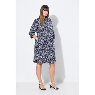 Ulla Popken Abito Chemisier Taglio Svasato Colletto Camicia Maniche 3/4  