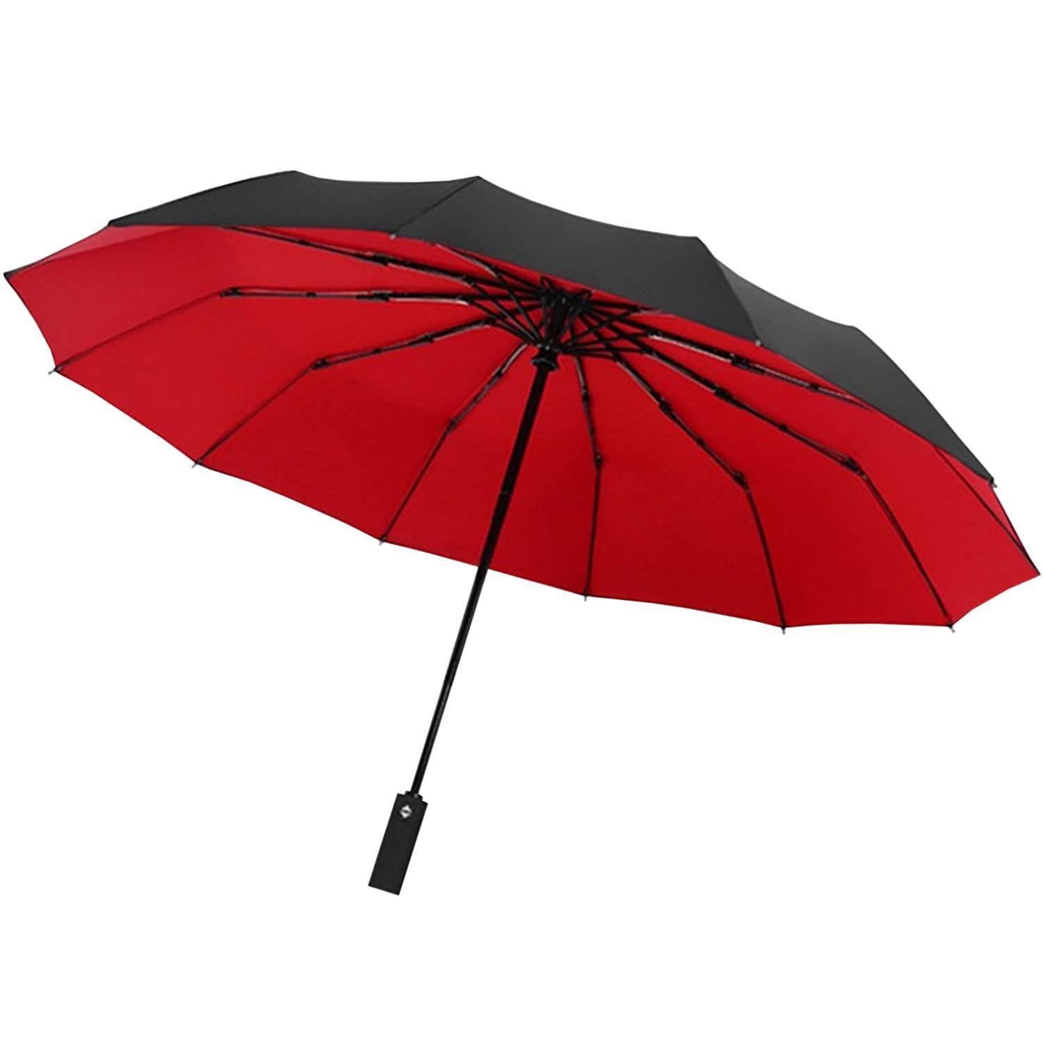 eStore Regenschirm, Kompakt - 105 cm - Schwarz  Rot  