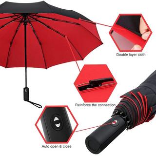 eStore Ombrello, Compatto - 105 cm - Nero / Rosso  