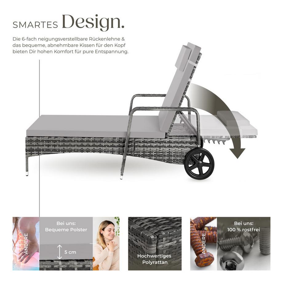Tectake Rattan Sonnenliege  widerstandsfähig UV-beständig  