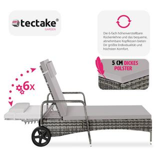 Tectake Sonnenliege Rattan mit Rollen  