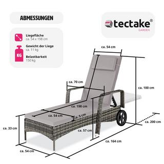 Tectake Lettino prendisole in rattan con ruote  