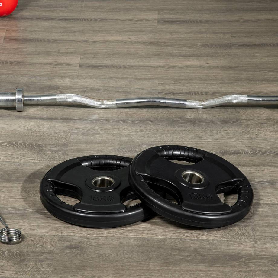 Northio  Lot De 2 Disques De Musculation Tri-Grip 2 X 15 Kg, Disques Olympiques Caoutchoutés, Respectueux Du Sol, Alésage 5 Cm, Trois Poignées, Musculation 