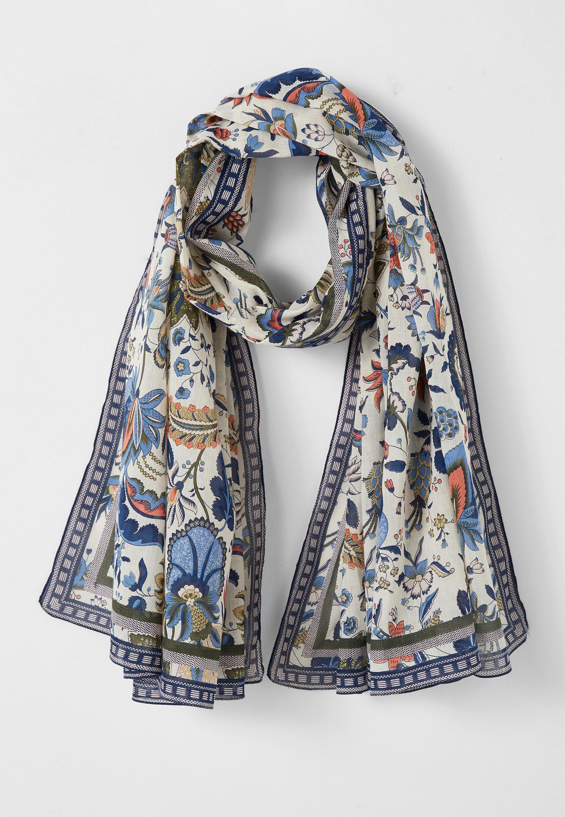 Image of Voile-schal Mit Blumenmuster Damen Blau ONE SIZE