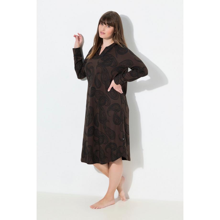 Ulla Popken Cachemire Col Tunisien Manches Longues Chemise de Nuit  