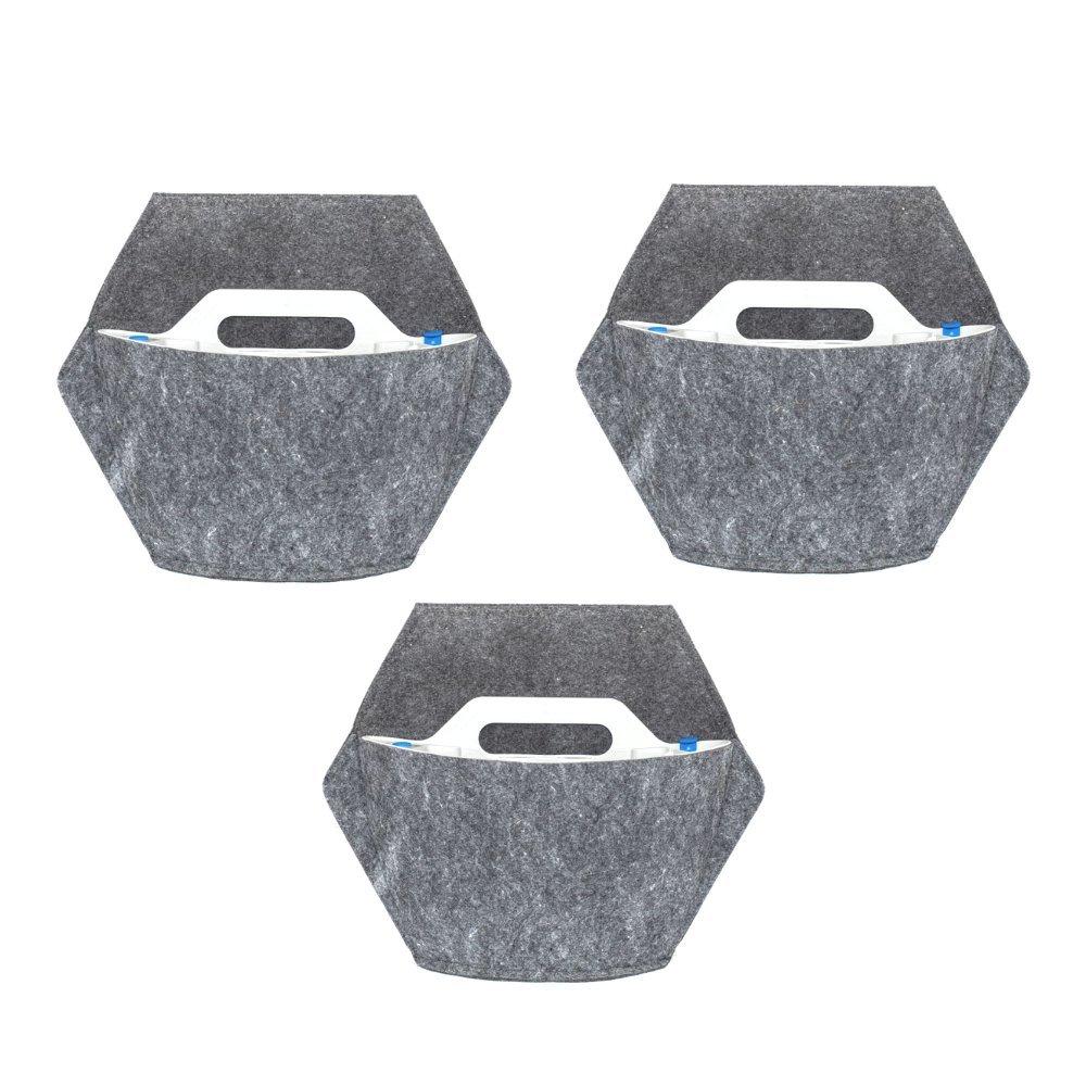 CitySens 3 Pack Wall Planters; white planter; gray textile cover  