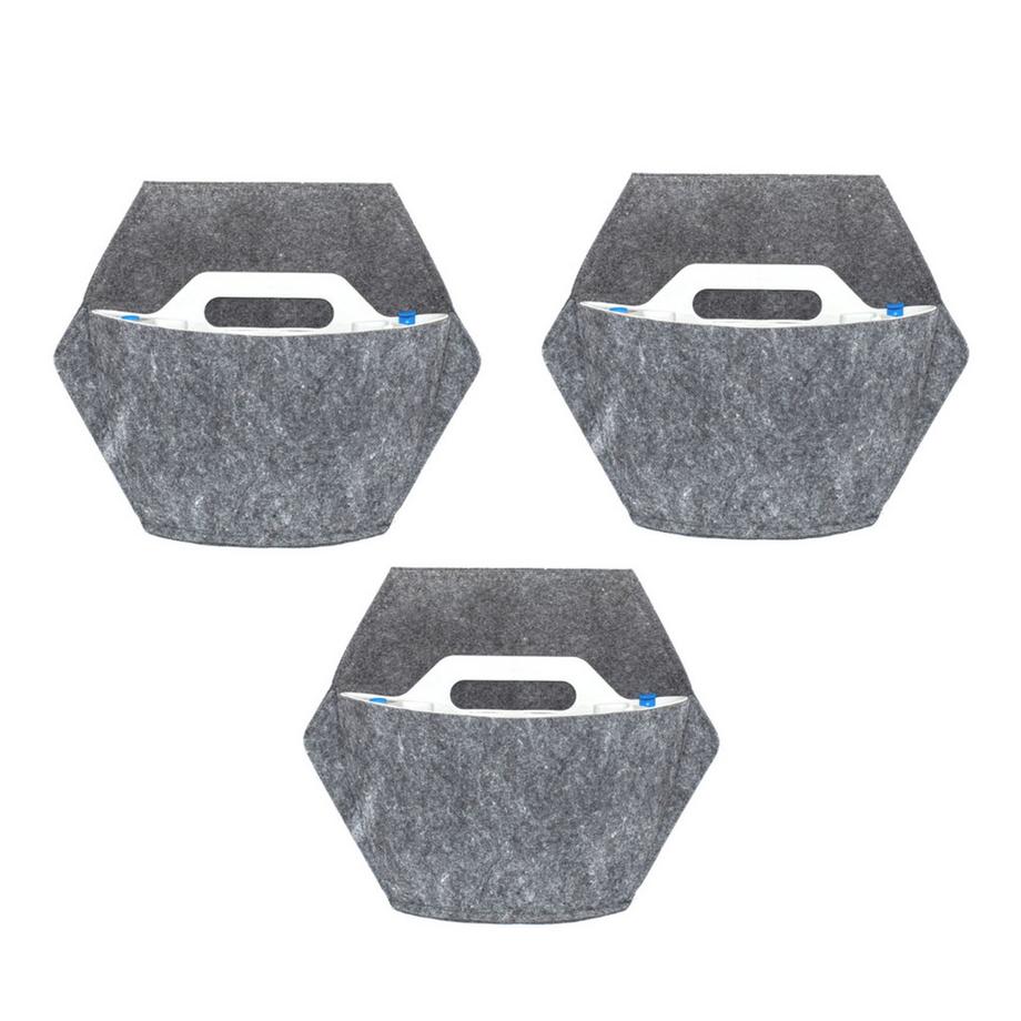 CitySens 3 Pack di fioriere da parete; fioriera bianca; rivestimento tessile grigio  