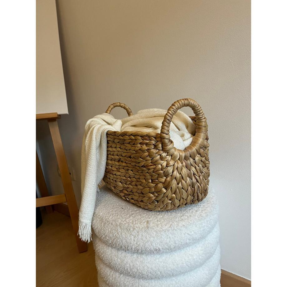 Calicosy Cesto in Giacinto d'acqua con manici - L 36 cm x P 19 cm x H 22 cm  