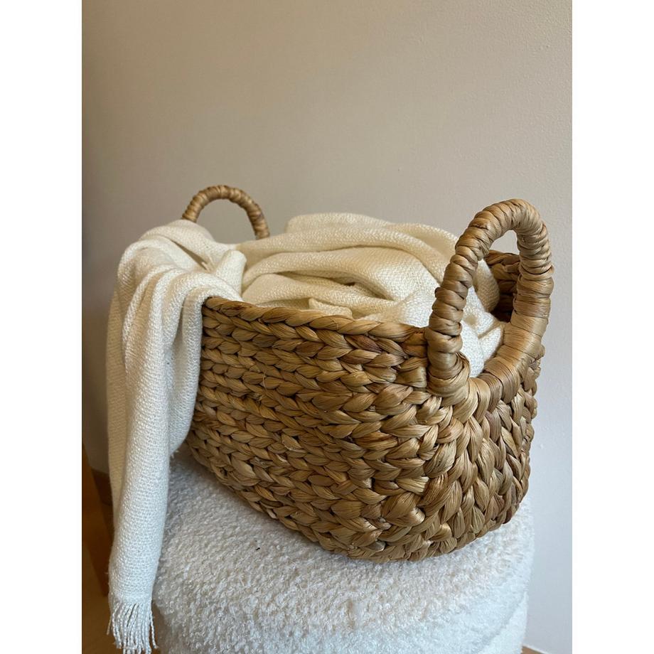 Calicosy Cesto in Giacinto d'acqua con manici - L 36 cm x P 19 cm x H 22 cm  