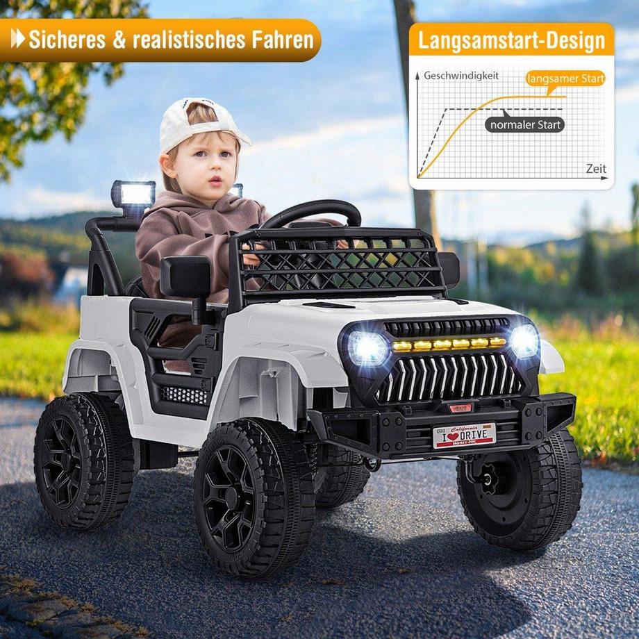 Northix  Camion per bambini con auto elettrica ricaricabile a batteria 12 V con telecomando bianco 