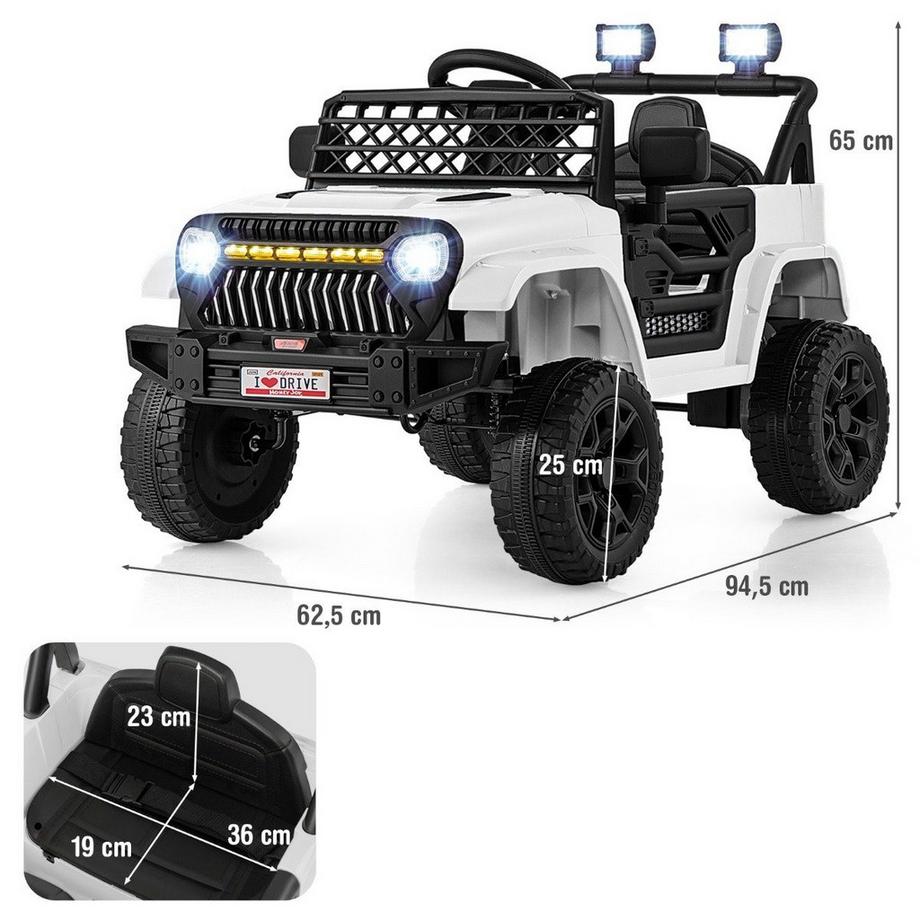 Northix  Camion per bambini con auto elettrica ricaricabile a batteria 12 V con telecomando bianco 