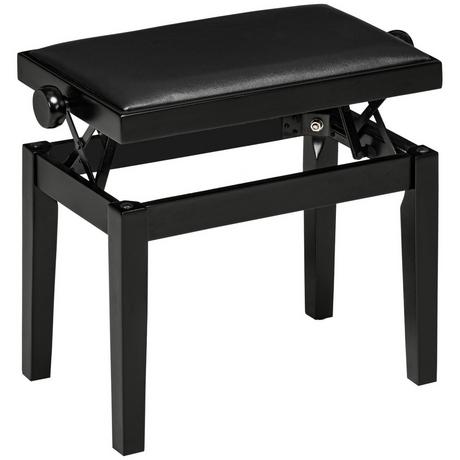 Northio Tabouret De Piano, Banc De Piano Réglable En Hauteur Avec Coussin En Cuir, Banc De Piano, Simili Cuir, Bois D'Hévéa, Noir, 63 X 33 X 45-56 Cm  