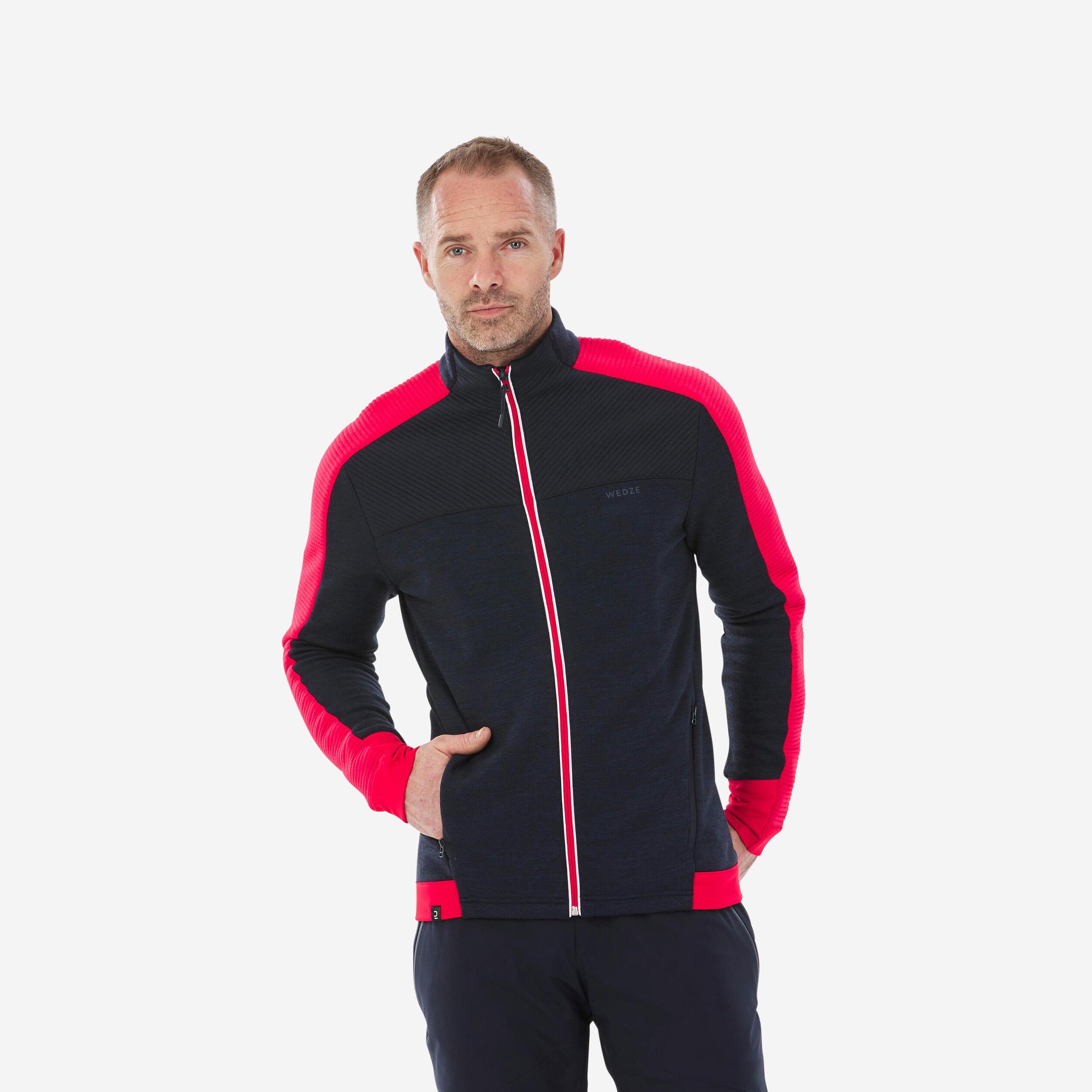 Veste polaire de ski laine mérinos Homme - 500 Warm marine et WEDZE