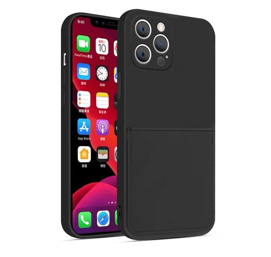 mobileup  Silikon Case mit Kartenfach iPhone 12 Pro Max - Black 