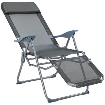 Chaise longue pour balcon, tissu à mailles, gris