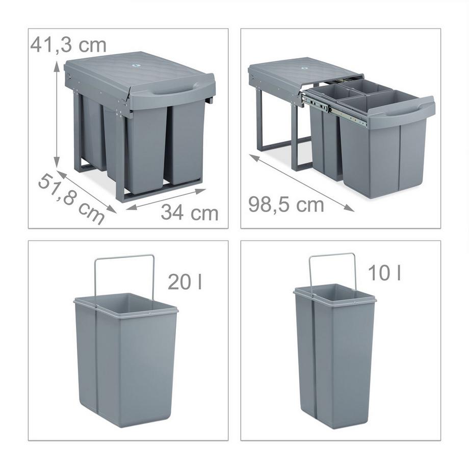 Northix Raccolta differenziata con 3 contenitori per rifiuti  