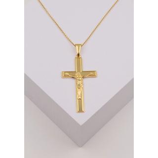 MUAU Schmuck  Pendentif croix croix or jaune 750, 50x24mm Christ 