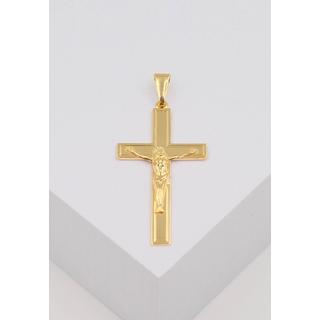 MUAU Schmuck  Pendentif croix croix or jaune 750, 50x24mm Christ 