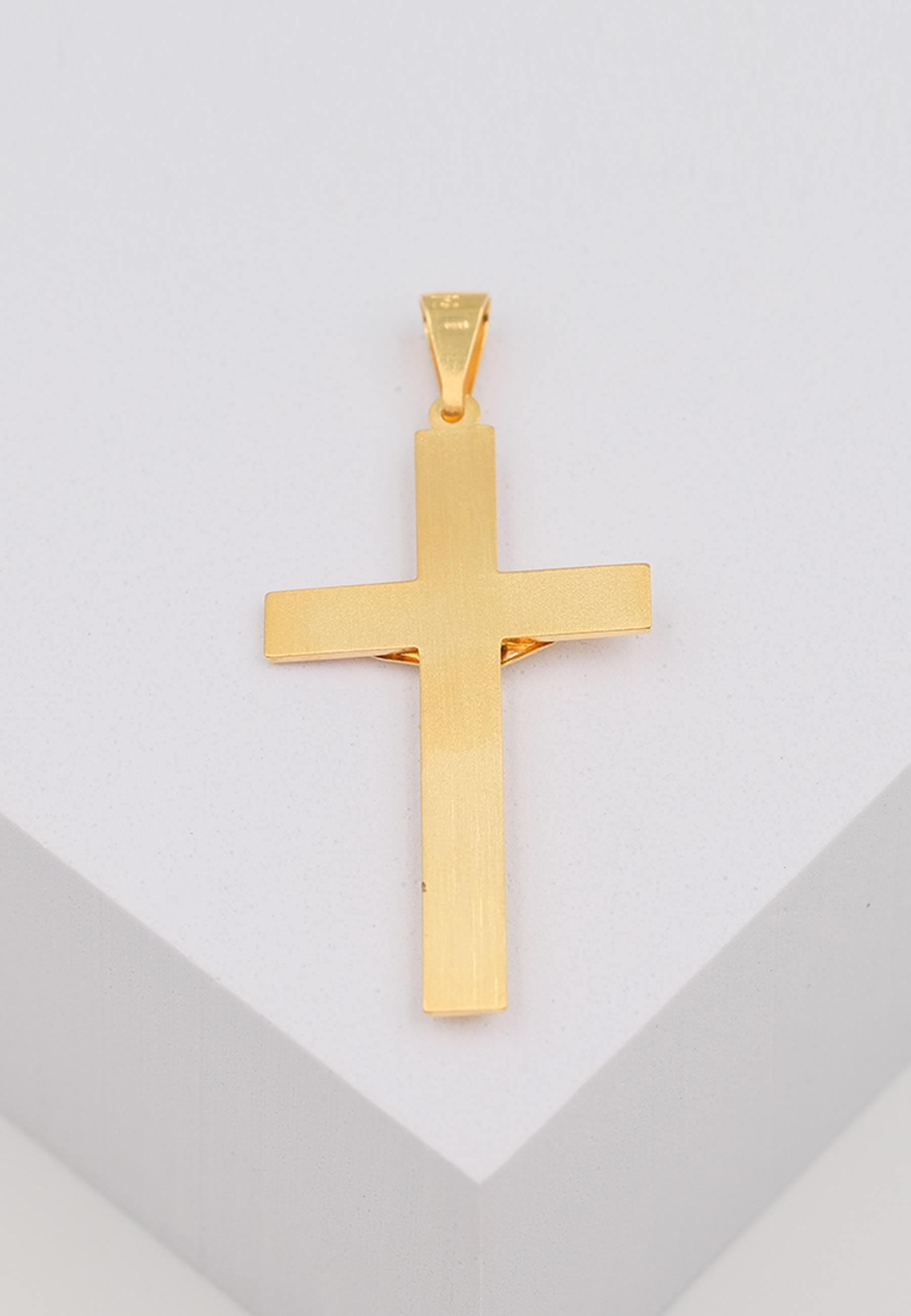 MUAU Schmuck  Pendentif croix croix or jaune 750, 50x24mm Christ 