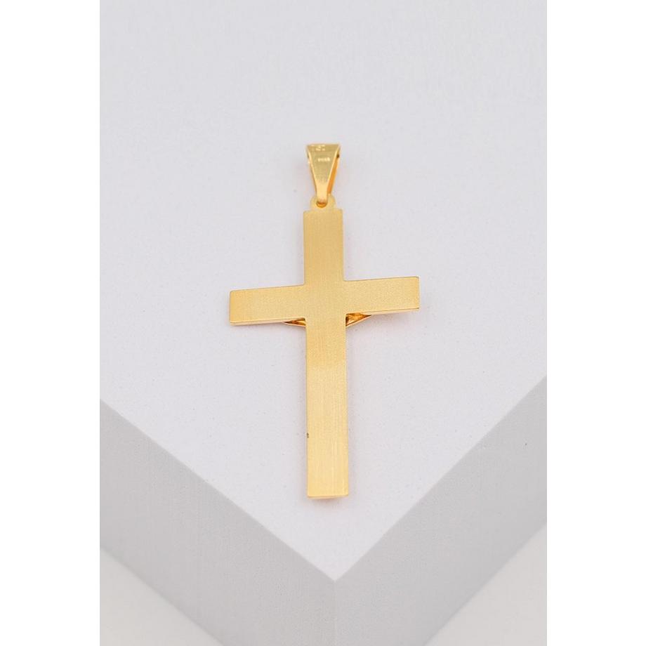 MUAU Schmuck  Anhänger Balken-Kreuz Gelbgold 750, 50x24mm Christus 