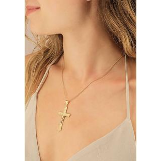 MUAU Schmuck  Pendentif croix croix or jaune 750, 50x24mm Christ 