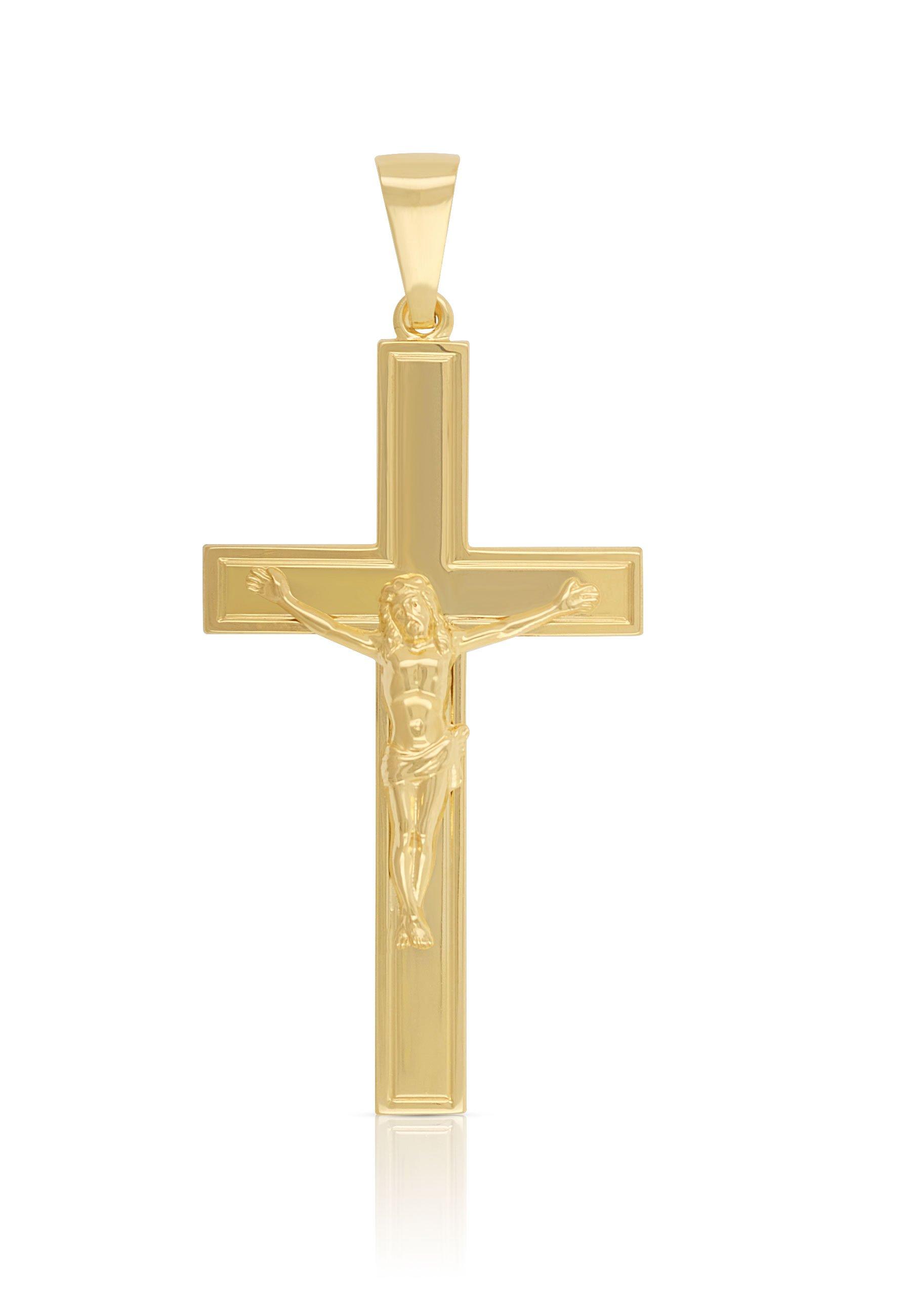 MUAU Schmuck  Pendentif croix croix or jaune 750, 50x24mm Christ 