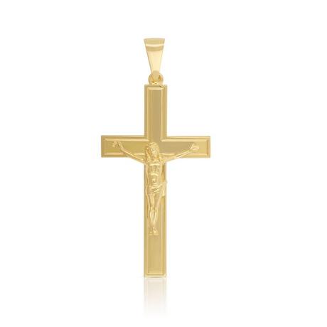 MUAU Schmuck  Pendentif croix croix or jaune 750, 50x24mm Christ 