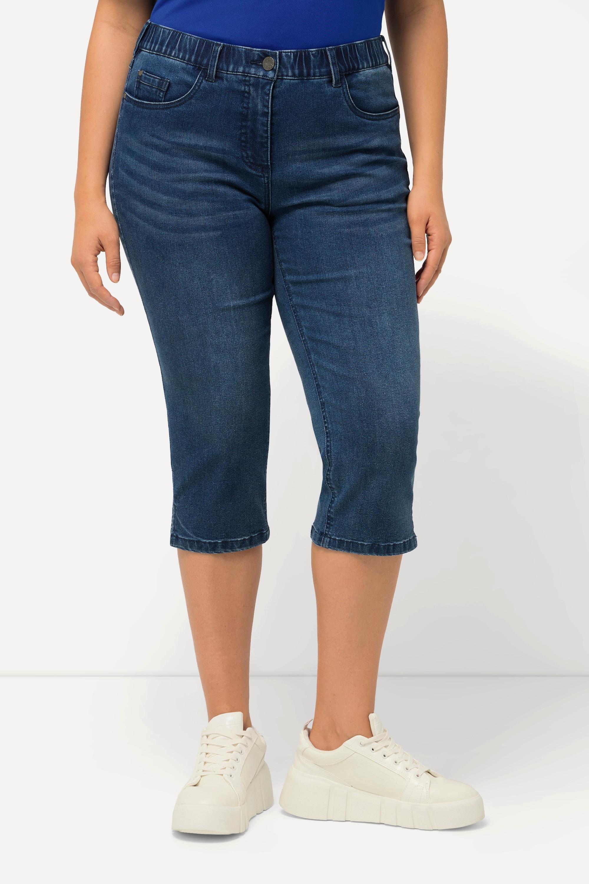 Ulla Popken  Capri Jeans Sarah, schmale 5-Pocket-Form, Saumschlitz 