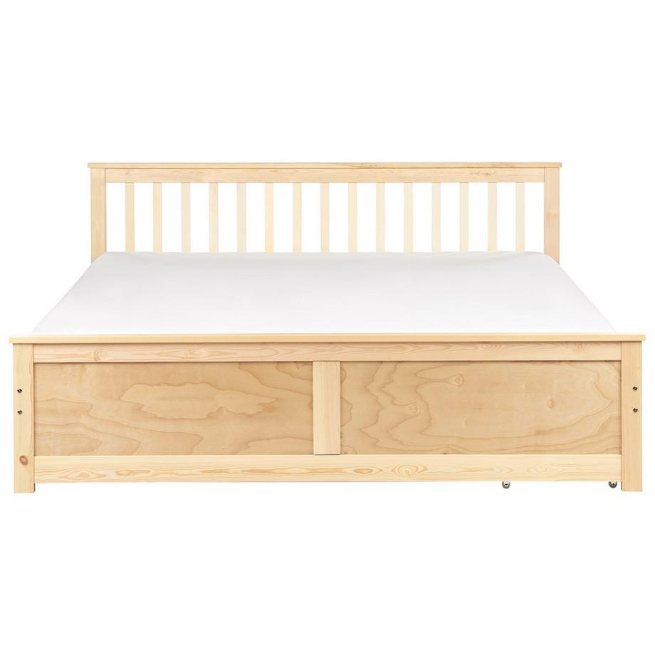 Beliani Letto con 2 cassetti en Legno di pino Rustico OLENDON  