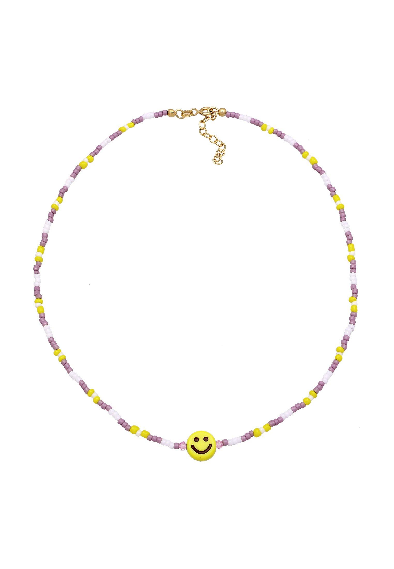 Elli  Halskette Glas Beads Multi-Color Smile Motif 