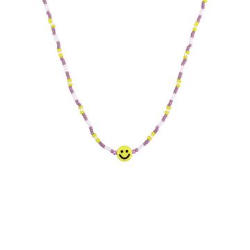 Halskette Glas Beads Multi-Color Smile Motif