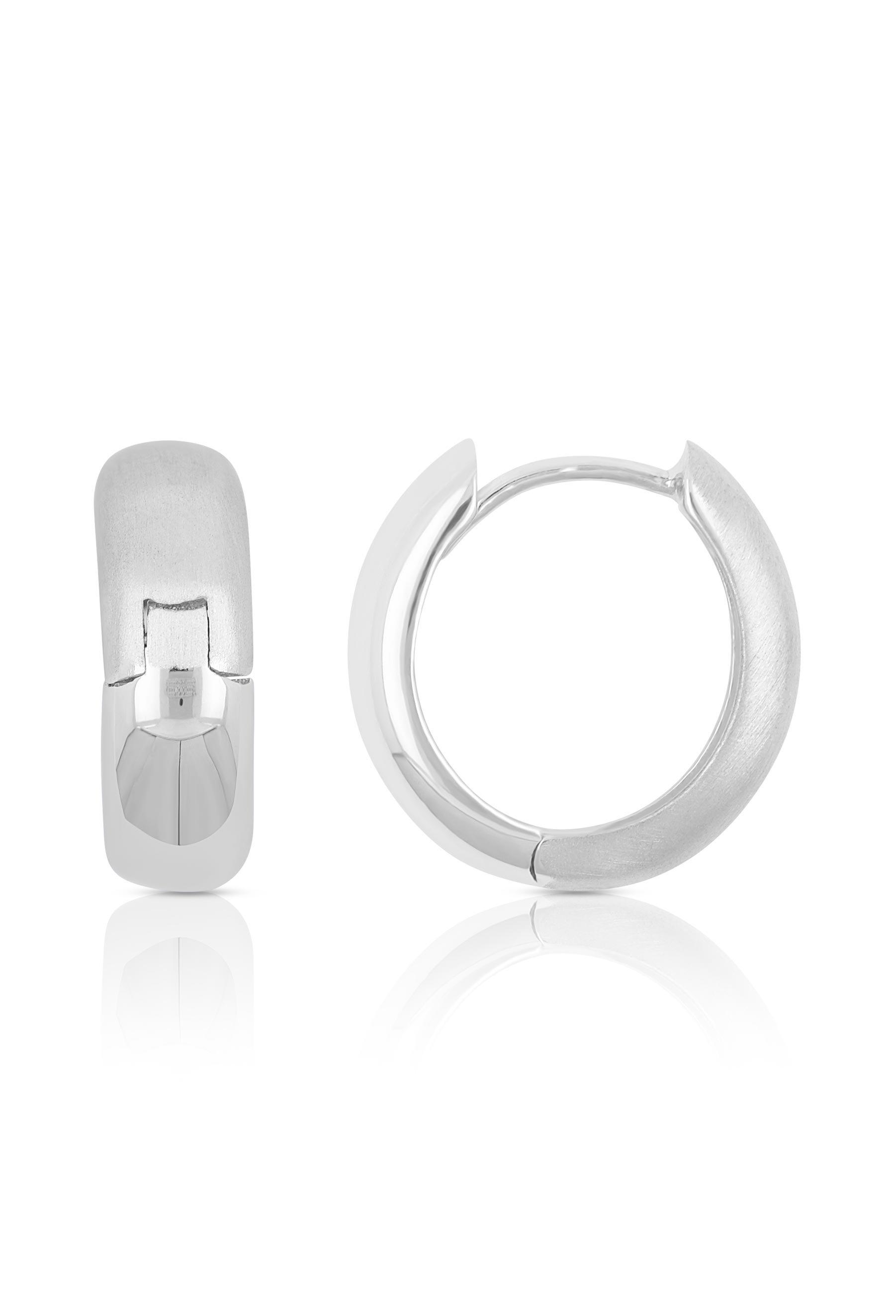 Image of Creolen Weissgold 750 U-profil Scharnier 15mm Damen Silber ONE SIZE