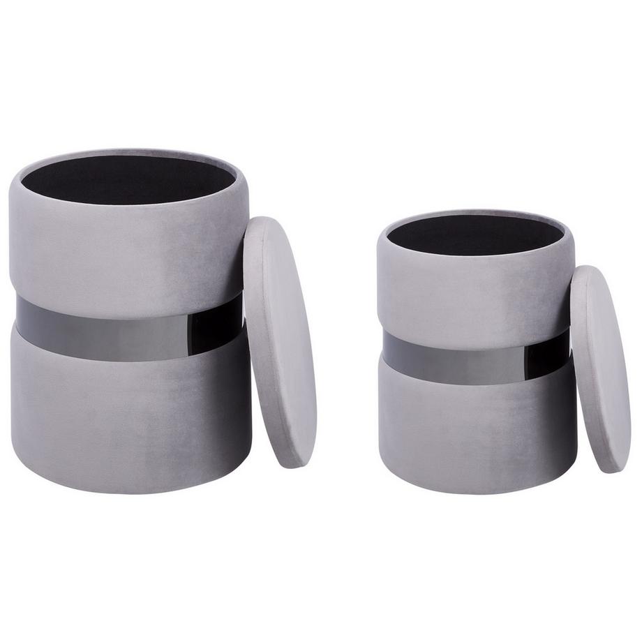 Beliani Pouf mit Stauraum 2er Set aus Samtstoff Glamourös DORIS  