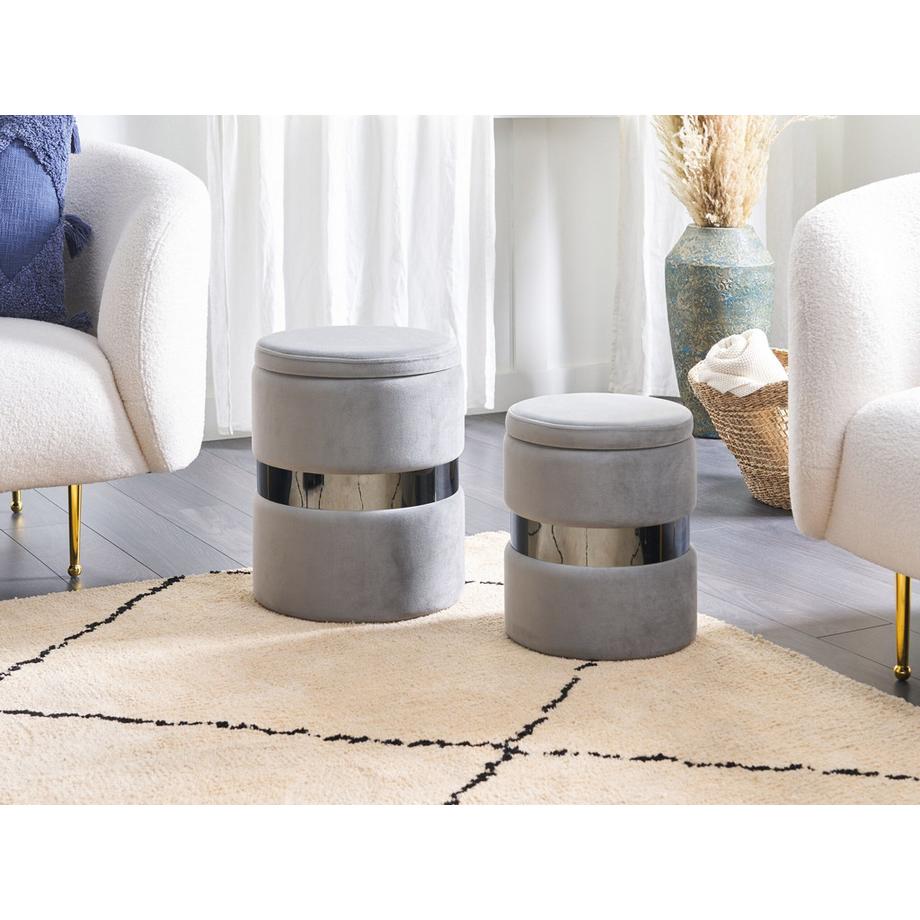Beliani Pouf mit Stauraum 2er Set aus Samtstoff Glamourös DORIS  